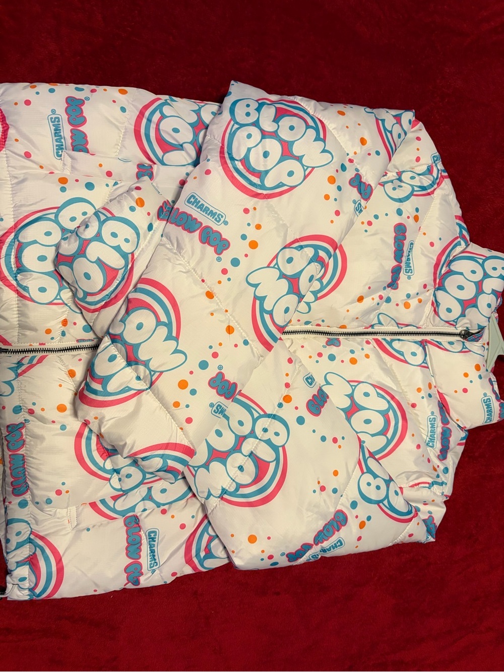 South Pole White Puffer Jacket with Turquoise & Pink Confetti